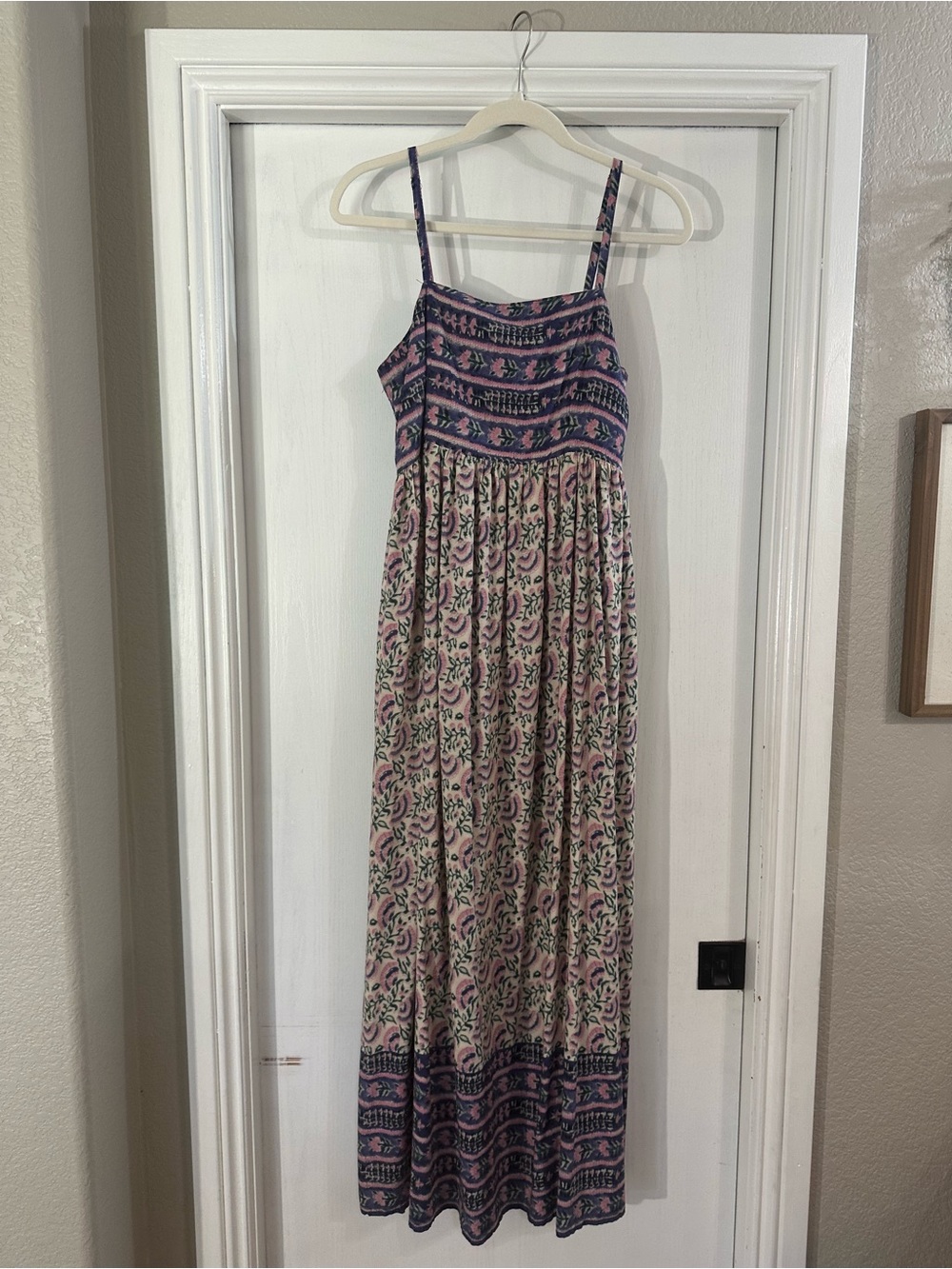 NATURAL LIFE Pink and Navy Striped Floral Boho Dress